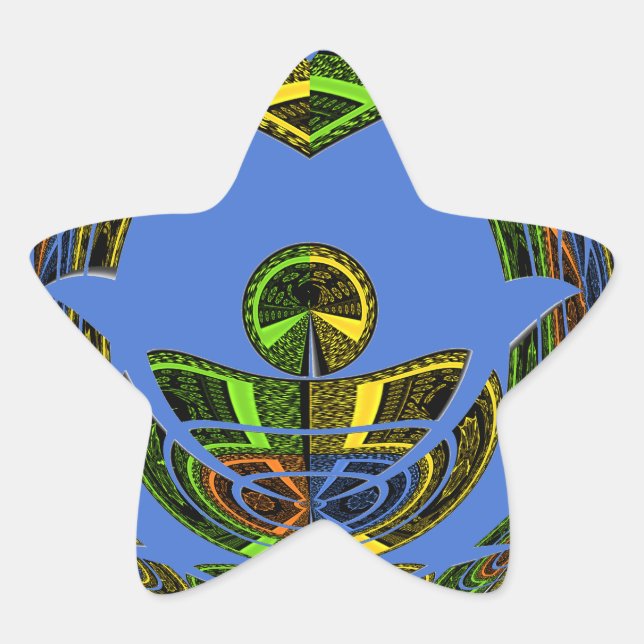 Beautiful Blue African Traditional Ethnic Vector Stern-Aufkleber (Vorderseite)