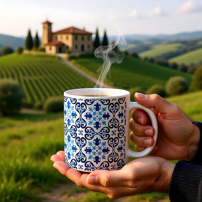 💙 Beautiful blue Azulejos III kleine Fliesen Kaffeetasse (💙 Beautiful blue Azulejos small tiles Coffee Mug)