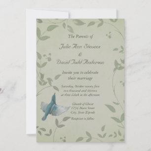 Beautiful Blue Bird Wedding Einladung