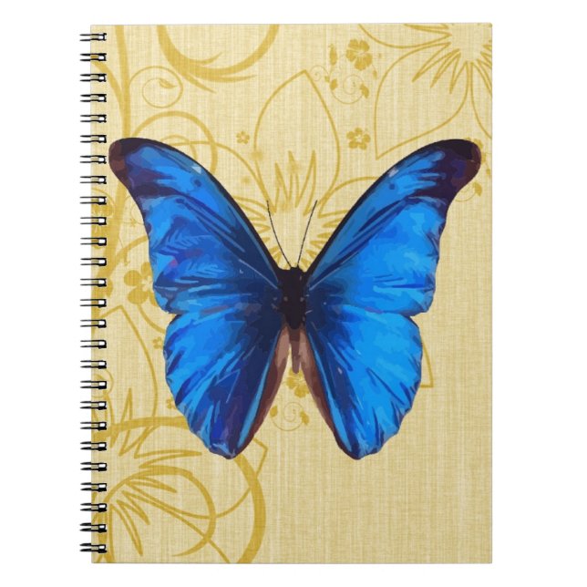 Beautiful Blue Butterfly Vintage Kunst Notizblock (Vorderseite)