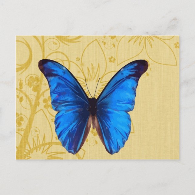 Beautiful Blue Butterfly Vintage Kunst Postkarte (Vorderseite)