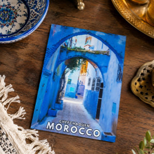 Beautiful Blue Chefchaouen marokkanische Architekt Postkarte