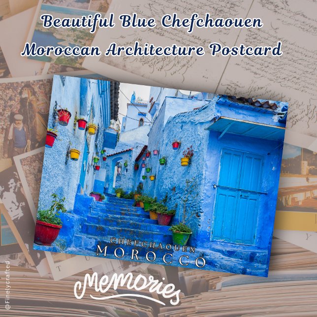 Beautiful Blue Chefchaouen marokkanische Architekt Postkarte (Von Creator hochgeladen)