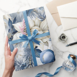 Beautiful Blue Christmas Baubles Xmas Blume Geschenkpapier