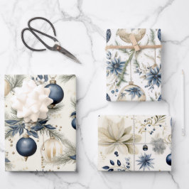 Beautiful Blue Christmas Mix Geschenkpapier Set