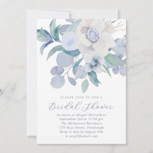 Beautiful Blue Floral Bridal Dusche Einladung