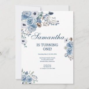Beautiful Blue Floral Geburtstag Einladung