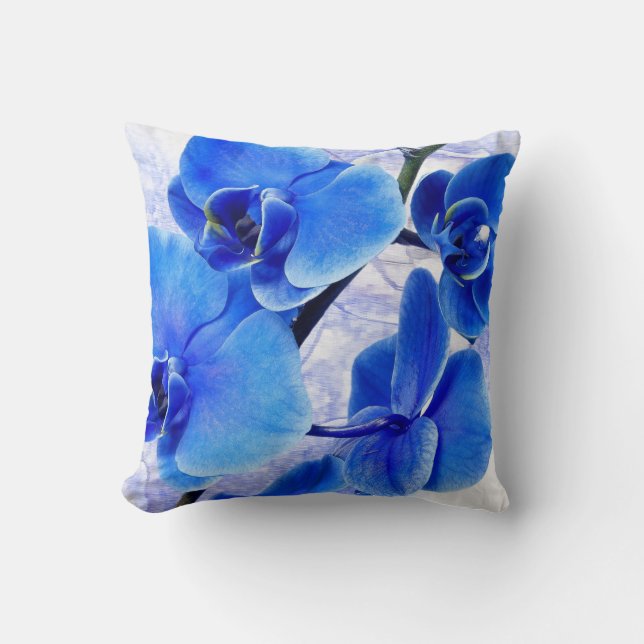 Beautiful Blue Floral Pillow Kissen (Vorderseite)