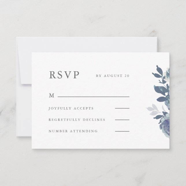 Beautiful Blue Floral Wedding Rsvp (Vorderseite)
