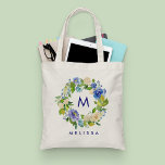 Beautiful Blue Floral Wedding Tote Bag Tragetasche<br><div class="desc">Girly-Girl-Graphics at Zazzle: Beautiful Blue Floral Wedding Tote Bag - Best Perfectly Elegant Stylish Trendy Rustic Customizable Delicate Pastel and Colorful Aqua and Navy Blue, Pretty Purple, Garden Greenery, Yellow Gold, and Cool White Nature's Whimsical Botanical Watercolor Flowers Pattern Modern Fashionable Script and Printed Typography Lettering Card to Personalize makes...</div>