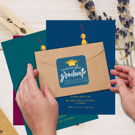 Beautiful Blue Gold Grad Abschluss 2025 Quadratischer Aufkleber