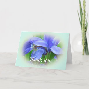 beautiful blue iris flower thank you card. dankeskarte