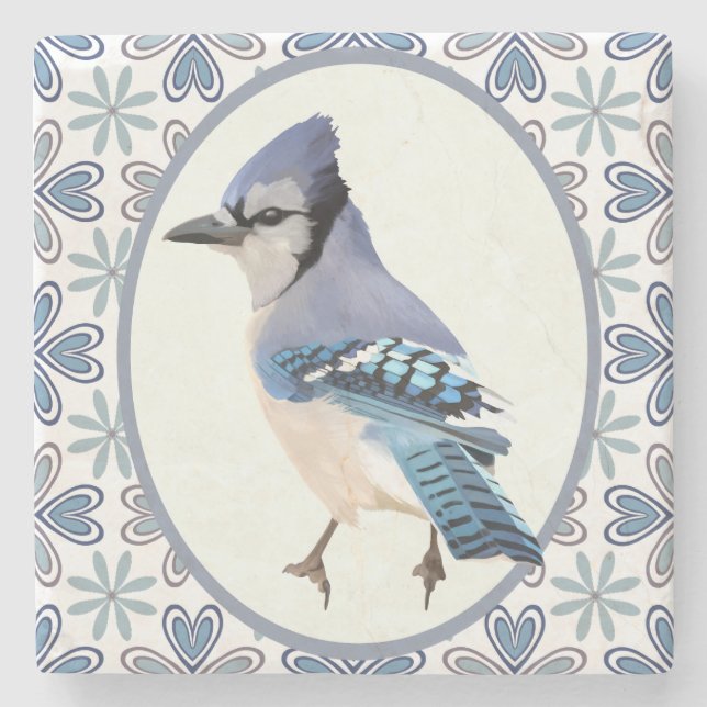 Beautiful Blue Jay Bird Steinuntersetzer (Vorderseite)