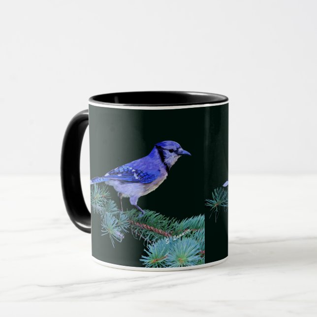 Beautiful Blue Jay Bird Tasse (Vorderseite Links)