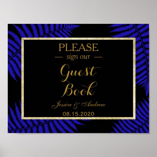 Beautiful Blue Leaf Bracken Wedding Poster (Vorne)