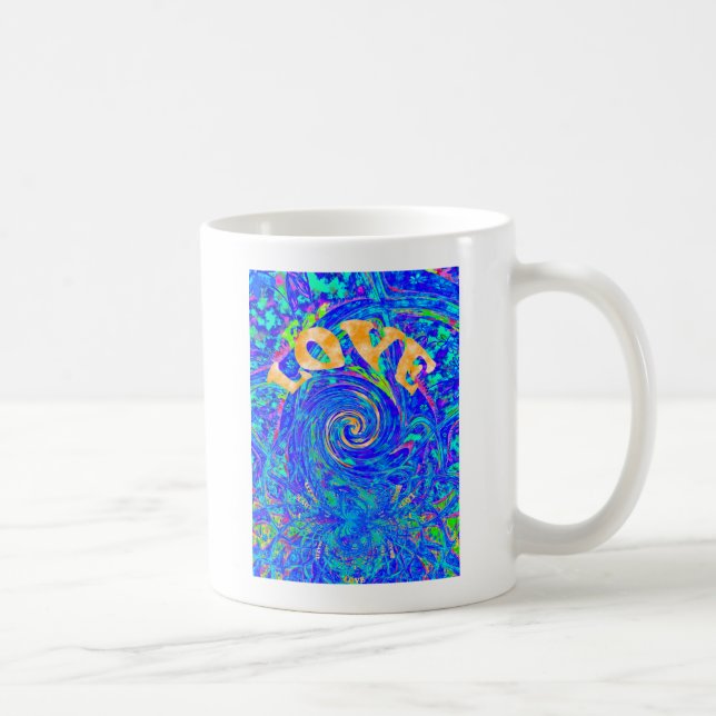 Beautiful Blue Liebe Print Flash Vektor Kunst Kaffeetasse (Rechts)