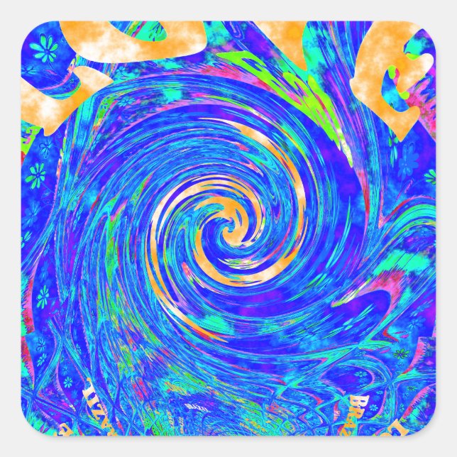 Beautiful Blue Liebe Print Flash Vektor Kunst Quadratischer Aufkleber (Vorderseite)