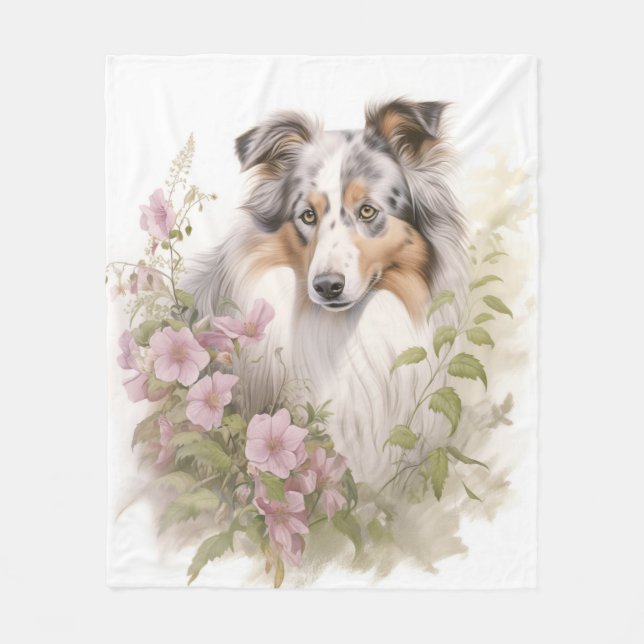 Beautiful Blue Merle Sheltie Fleecedecke (Vorderseite)