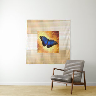 Beautiful Blue Morpho Butterfly Bokeh Poster Wandteppich