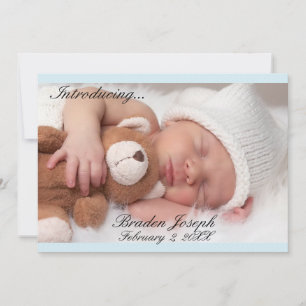 Beautiful Blue Newborn Boy Birth Ankündigung