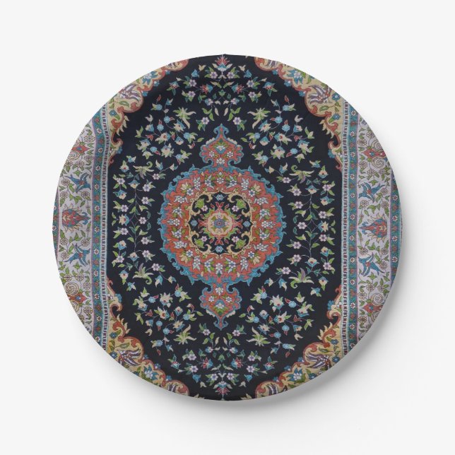 Beautiful Blue Oriental Antique Kilim Rug Pappteller (Vorderseite)