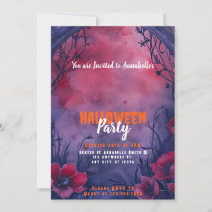 Beautiful Blue Red Arch Halloween-Party Einladung