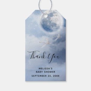 Beautiful Blue Sky mit Flying Swans Baby Dusche Geschenkanhänger