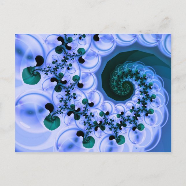 Beautiful Blue Spiral Frische Fraktal Kunst, Dicht Postkarte (Vorderseite)
