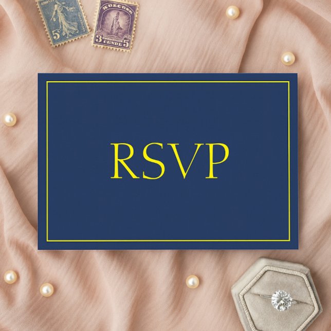 Beautiful Blue und Gold Response UAWG RSVP Karte (Von Creator hochgeladen)