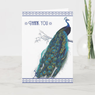 Beautiful Blue Vintag Peacock - Vielen Dank Dankeskarte