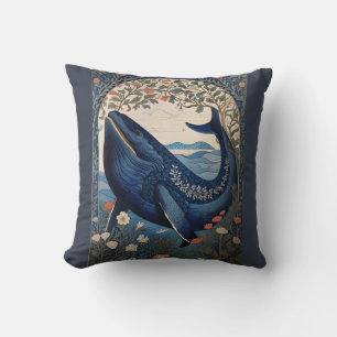 Beautiful Blue Whale William Morris Inspiriert Kissen