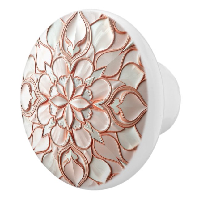 Beautiful blush pink offwhite pearl inspired keramikknauf (Rechts)