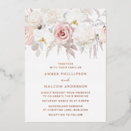 Beautiful Blush & White Wedding Rose Gold Folieneinladung