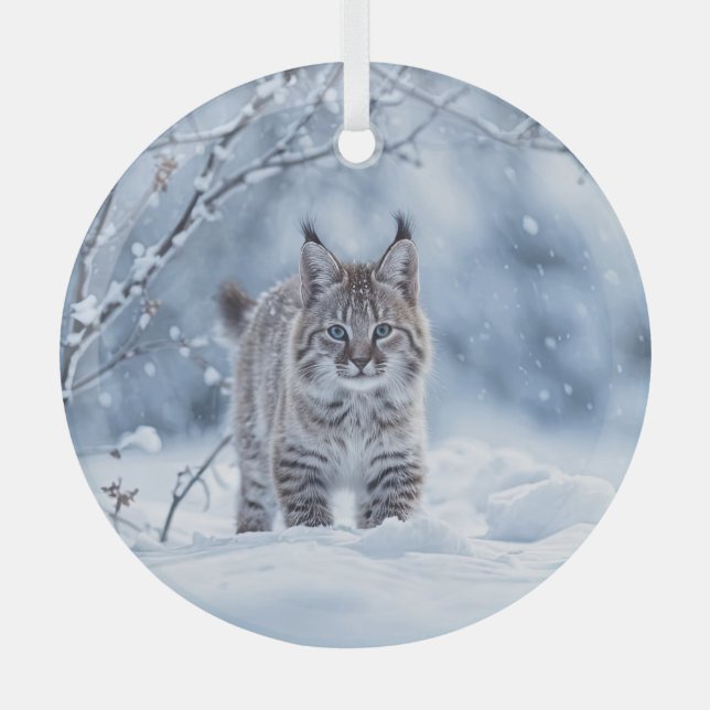 Beautiful Bobcat Wilderness Christmas Ornament Aus Glas (Vorderseite)