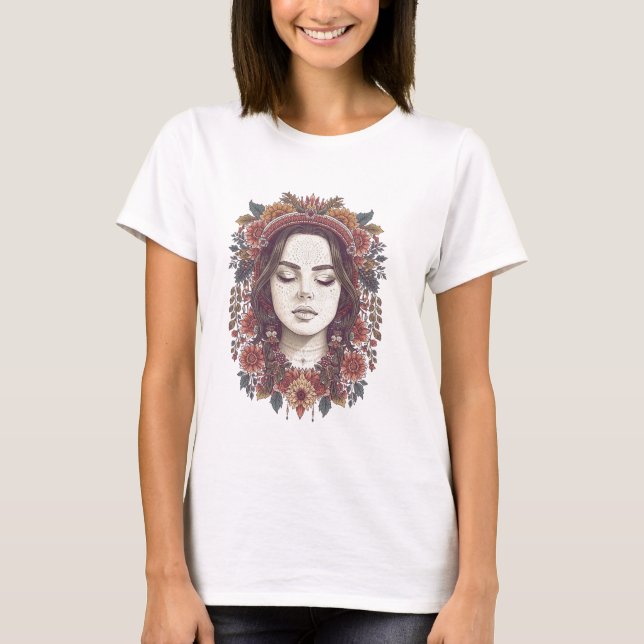 Beautiful Boho Floral Girl T-Shirt  (Devant)