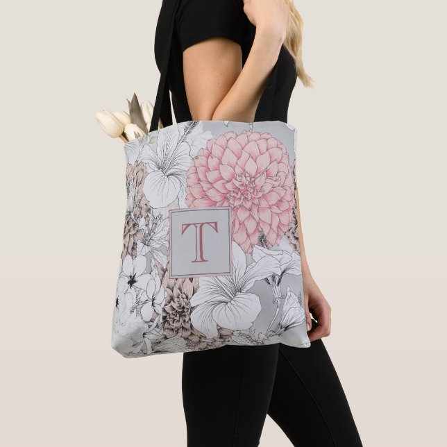 Beautiful Boho Moderne Blume Monogram Tasche (Von Nahem)