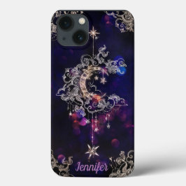 Beautiful Boho Moon Stars Blue Lila, benutzerdefin Case-Mate iPhone Hülle