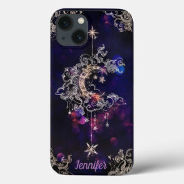 Beautiful Boho Moon Stars Blue Lila, benutzerdefin Case-Mate iPhone Hülle