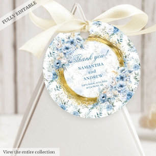 Beautiful Boho Pastel Blue Gold Wedding Vielen Dan Geschenkanhänger