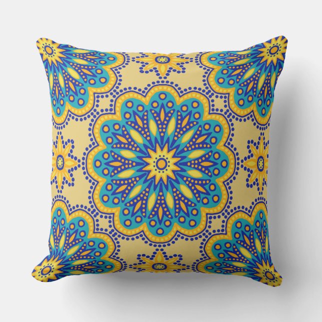 Beautiful Boho Talavera Tile Kissen (Vorderseite)