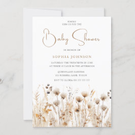 Beautiful Boho Watercolor Wildflower Baby Shower Einladung