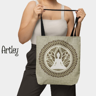 Beautiful Brown Buddha Mandala Monochromatic Tasche
