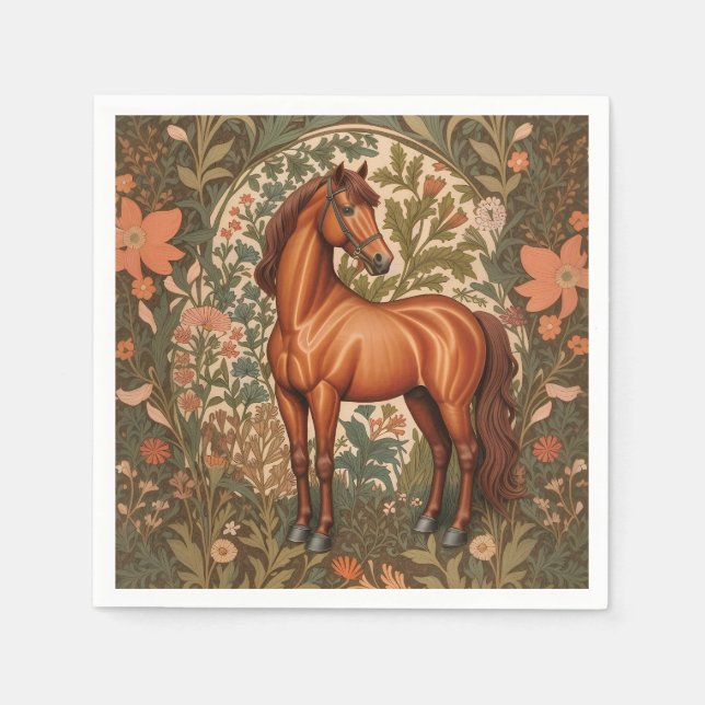 Beautiful Brown Horse William Morris Inspired  Serviette (Vorderseite)