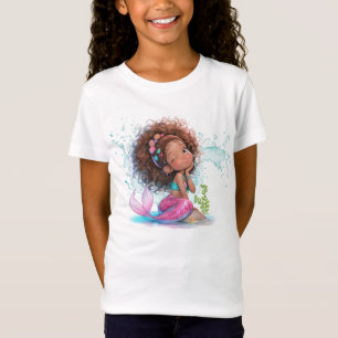 Beautiful Brown Mermaid Birthday Girl T - Shirt