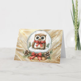 Beautiful Brown Owl Christmas Feiertagskarte