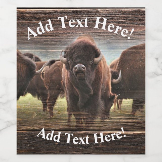 Beautiful Buffalo Herd Weinetikett (Einzelnes Label)