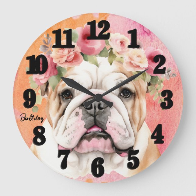 Beautiful Bulldog Große Wanduhr (Vorderseite)