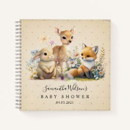 Beautiful Bunny Deer Fox Baby Shower Guest Book Notizbuch