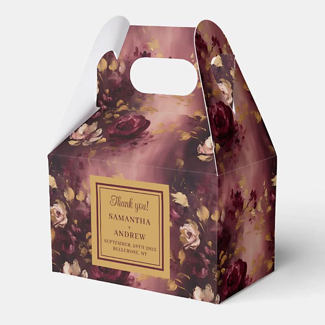 Beautiful Burgund Gold Gastgeschenk Hochzeit Box Geschenkschachtel (Beautiful Blush Burgundy Gold Wedding Favor Box)