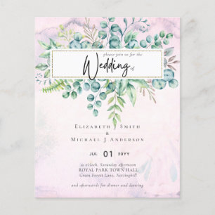 Beautiful Burgundy Blue Eucalyptus BUDGET Einladun Flyer